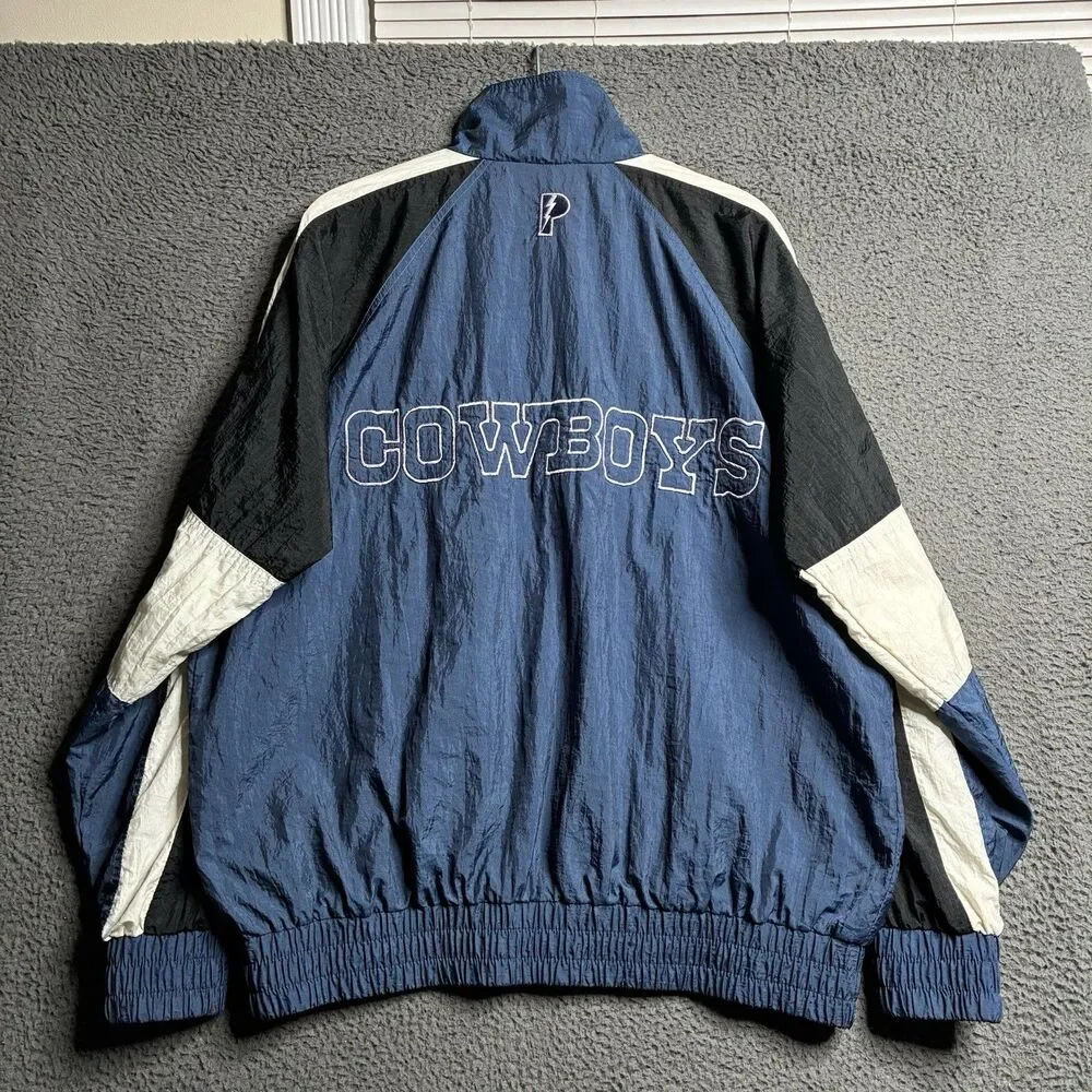 Vintage Dallas Cowboys Pro Player Jacket Windbreaker Mens Large 75th Anniversary